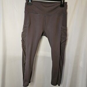 Fabletics Lavender Grey Leggings With 2 Side Pockets Mesh Leg Paneling Wmns Sz L